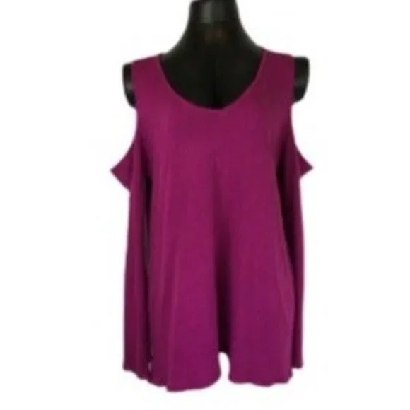 Rob & Ali Long Sleeve Cold Shoulder Fuschia Sweater Women’s 1X - Picture 11 of 11